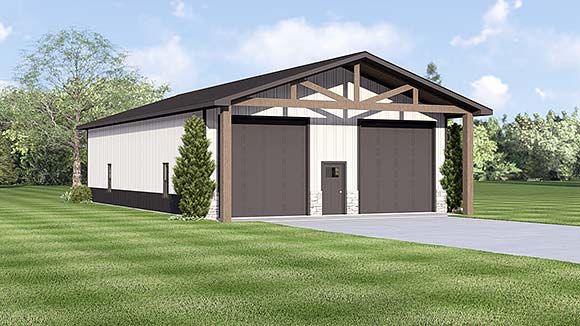 Country, Craftsman 2 Car Garage Plan 100791 Elevation