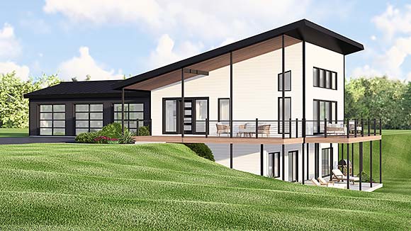 Contemporary, Modern House Plan 100792 with 1 Beds, 2 Baths, 3 Car Garage Elevation