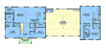 Contemporary, Country, Craftsman, New American House Plan 100793 with 3 Beds, 4 Baths, 4 Car Garage First Level Plan