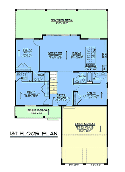Coastal, Contemporary, Craftsman, Modern House Plan 100794 with 3 Beds, 4 Baths, 2 Car Garage First Level Plan