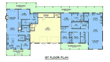 Barndominium, Country, Craftsman, Farmhouse, New American House Plan 100795 with 6 Beds, 5 Baths, 2 Car Garage First Level Plan