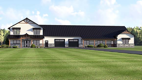 Barndominium, Country, Craftsman, Farmhouse, New American House Plan 100795 with 6 Beds, 5 Baths, 2 Car Garage Elevation