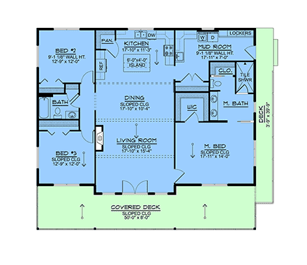 Contemporary, Modern House Plan 100796 with 3 Beds, 2 Baths First Level Plan