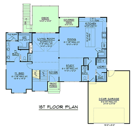 Contemporary, Modern, New American House Plan 100797 with 3 Beds, 3 Baths, 2 Car Garage First Level Plan