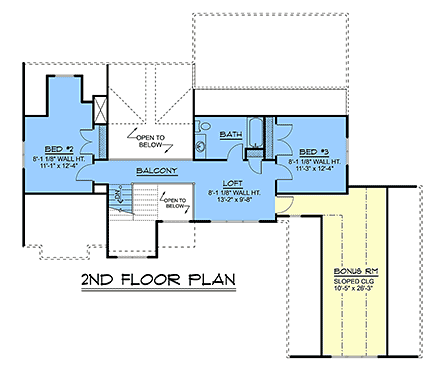 Contemporary, Modern, New American House Plan 100797 with 3 Beds, 3 Baths, 2 Car Garage Second Level Plan
