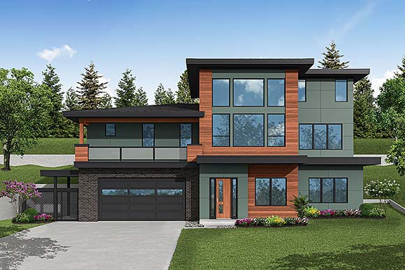 Contemporary, Modern House Plan 100800 with 5 Beds, 5 Baths, 2 Car Garage Elevation