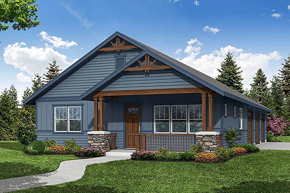 Country, Craftsman Garage-Living Plan 100801 with 1 Beds, 1 Baths, 6 Car Garage Elevation