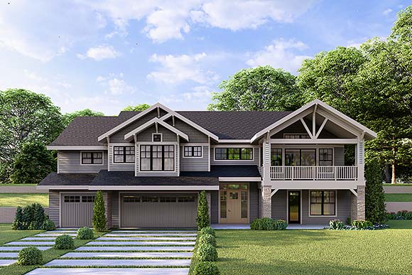 Craftsman House Plan 100815 with 4 Beds, 3 Baths, 3 Car Garage Elevation