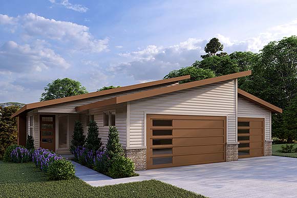 Contemporary, Modern, Prairie House Plan 100819 with 3 Beds, 3 Baths, 3 Car Garage Elevation