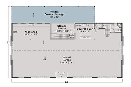 Barndominium, Craftsman, Farmhouse 6 Car Garage Plan 100821 First Level Plan