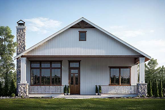 Cottage, Country, Craftsman Garage-Living Plan 100841 with 1 Beds, 1 Baths, 4 Car Garage Elevation