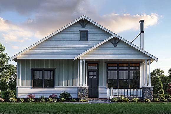 Cottage, Country, Craftsman Garage-Living Plan 100842 with 1 Beds, 1 Baths, 4 Car Garage Elevation
