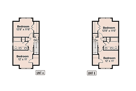 Cottage, Country, Traditional Multi-Family Plan 100844 with 4 Beds, 4 Baths, 2 Car Garage Second Level Plan