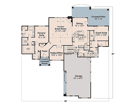 Craftsman, Traditional House Plan 100850 with 4 Beds, 4 Baths, 3 Car Garage First Level Plan