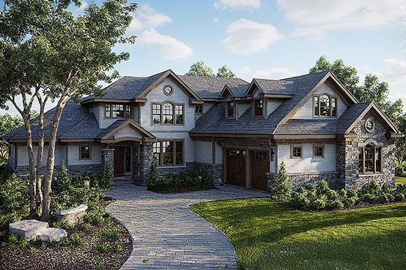Craftsman, Traditional House Plan 100850 with 4 Beds, 4 Baths, 3 Car Garage Elevation