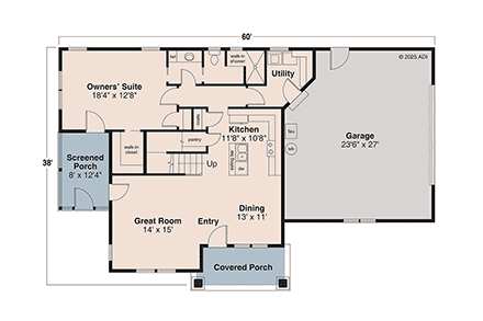 Bungalow, Cottage, Craftsman House Plan 100852 with 3 Beds, 2 Baths, 2 Car Garage First Level Plan