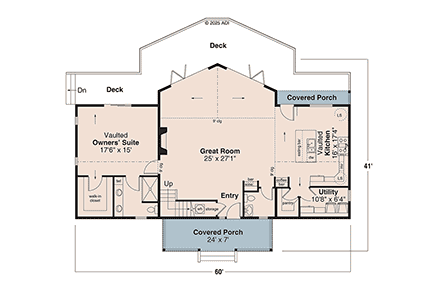 Cabin, Craftsman House Plan 100856 with 3 Beds, 3 Baths, 2 Car Garage First Level Plan