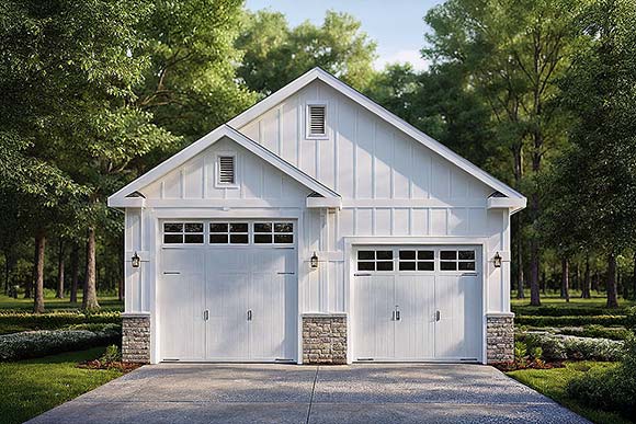 Cottage, Craftsman, Farmhouse 4 Car Garage Plan 100860, RV Storage Elevation