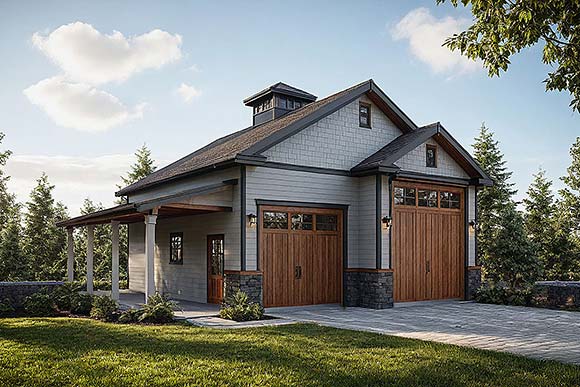 Country, Craftsman, Farmhouse 4 Car Garage Plan 100861, RV Storage Elevation