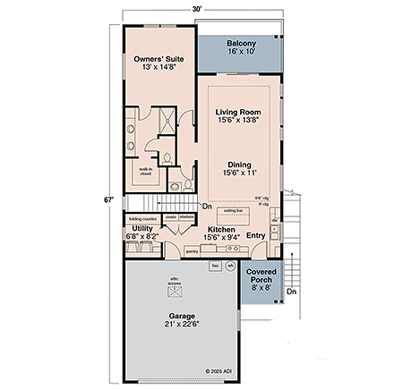 Contemporary, Cottage Multi-Family Plan 100862 with 3 Beds, 3 Baths, 2 Car Garage First Level Plan