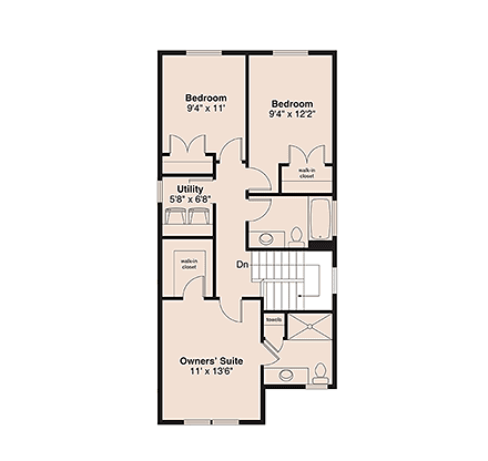 Country, Craftsman, Traditional House Plan 100864 with 3 Beds, 2 Baths Second Level Plan