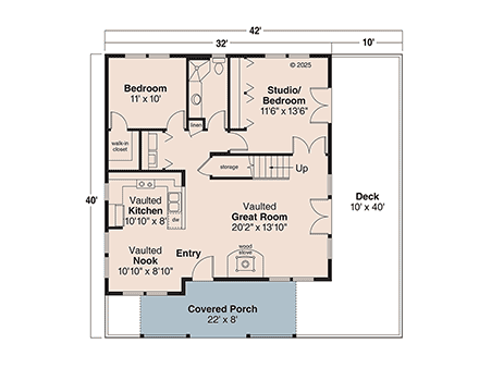 Cottage, Country, Traditional House Plan 100865 with 3 Beds, 2 Baths, 2 Car Garage First Level Plan