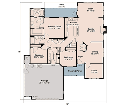 Contemporary, Country, Ranch House Plan 100868 with 3 Beds, 3 Baths, 2 Car Garage First Level Plan