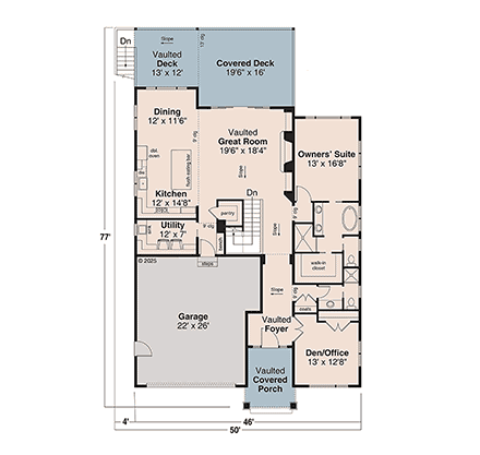 Contemporary, Modern, Prairie House Plan 100875 with 4 Beds, 4 Baths, 2 Car Garage First Level Plan