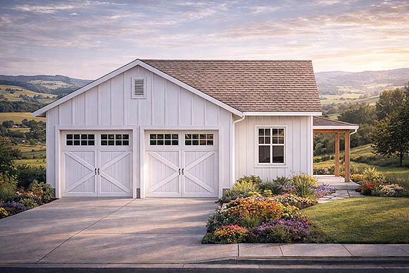 Country, Farmhouse, Ranch Garage-Living Plan 100877, 2 Car Garage Elevation