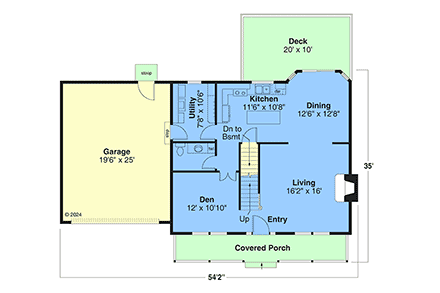 Country, Saltbox, Traditional House Plan 100878 with 3 Beds, 3 Baths, 2 Car Garage First Level Plan