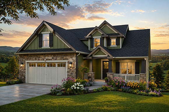 Country, Craftsman, Farmhouse House Plan 100881 with 5 Beds, 4 Baths, 2 Car Garage Elevation