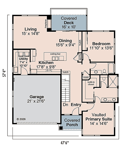 Contemporary, Modern, Ranch House Plan 100883 with 4 Beds, 3 Baths, 2 Car Garage First Level Plan