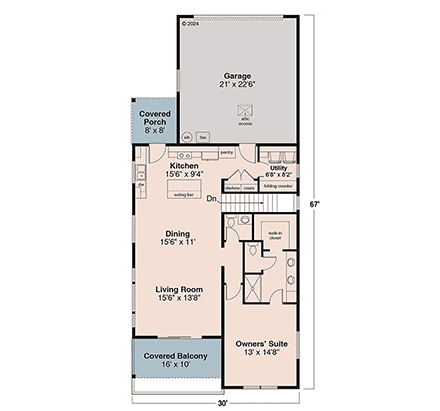 Cottage, Country, Traditional House Plan 100884 with 3 Beds, 3 Baths, 2 Car Garage First Level Plan