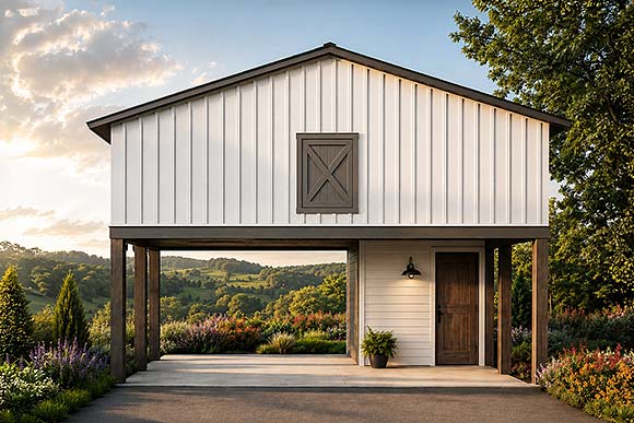 Country, Farmhouse, Traditional 1 Car Garage Plan 100885 Elevation