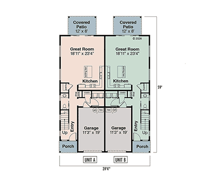 Contemporary, Modern Multi-Family Plan 100888 with 10 Beds, 12 Baths, 2 Car Garage First Level Plan