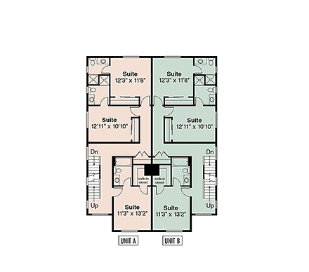 Contemporary, Modern Multi-Family Plan 100888 with 10 Beds, 12 Baths, 2 Car Garage Second Level Plan