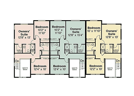 Contemporary, Country, Craftsman Multi-Family Plan 100890 with 9 Beds, 9 Baths, 3 Car Garage Second Level Plan
