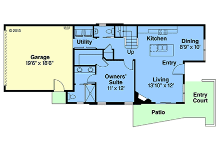 Contemporary, Modern, Southwest House Plan 100891 with 3 Beds, 3 Baths, 2 Car Garage First Level Plan