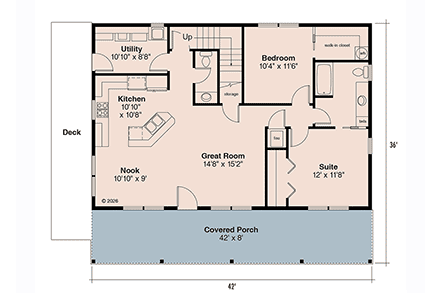 Cottage, Country, Farmhouse House Plan 100893 with 3 Beds, 3 Baths, 2 Car Garage First Level Plan