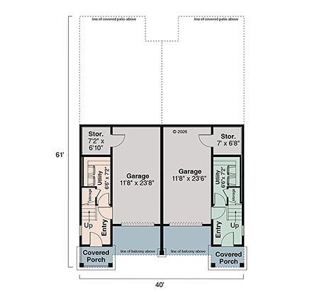 Contemporary, Craftsman, Modern Multi-Family Plan 100895 with 6 Beds, 6 Baths, 2 Car Garage First Level Plan