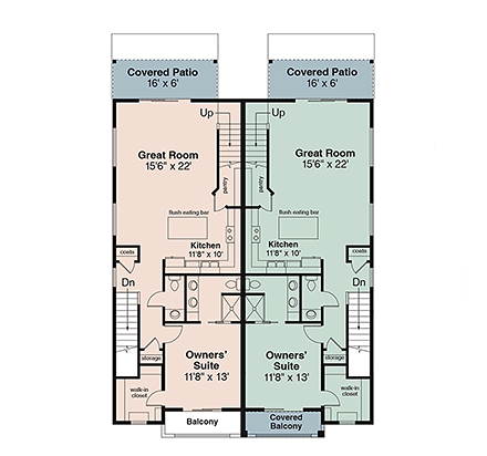 Contemporary, Craftsman, Modern Multi-Family Plan 100895 with 6 Beds, 6 Baths, 2 Car Garage Second Level Plan