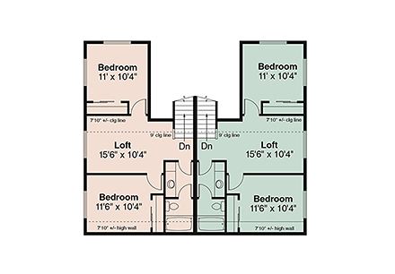 Contemporary, Craftsman, Modern Multi-Family Plan 100895 with 6 Beds, 6 Baths, 2 Car Garage Third Level Plan