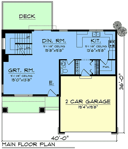Contemporary, Modern House Plan 100900 with 3 Beds, 3 Baths, 2 Car Garage First Level Plan