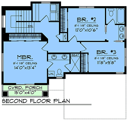 Contemporary, Modern House Plan 100900 with 3 Beds, 3 Baths, 2 Car Garage Second Level Plan