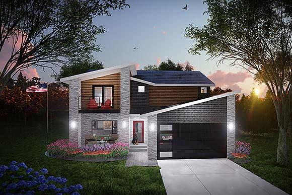 Contemporary, Modern House Plan 100900 with 3 Beds, 3 Baths, 2 Car Garage Elevation