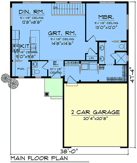 Modern, Prairie, Ranch House Plan 100905 with 3 Beds, 3 Baths, 2 Car Garage First Level Plan