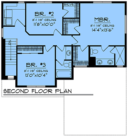 Craftsman, Farmhouse House Plan 100907 with 3 Beds, 3 Baths, 2 Car Garage Second Level Plan