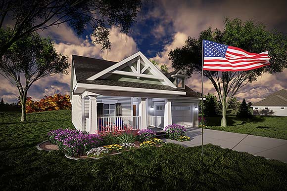 Craftsman, Ranch House Plan 100909 with 2 Beds, 2 Baths, 2 Car Garage Elevation