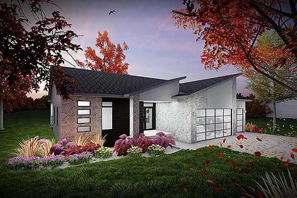 Contemporary, Modern House Plan 100911 with 3 Beds, 2 Baths, 3 Car Garage Elevation