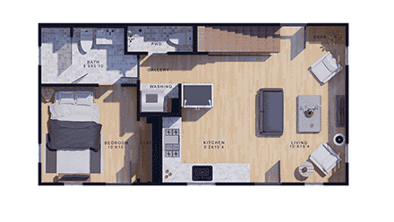 Contemporary House Plan 101100 with 1 Beds, 2 Baths First Level Plan